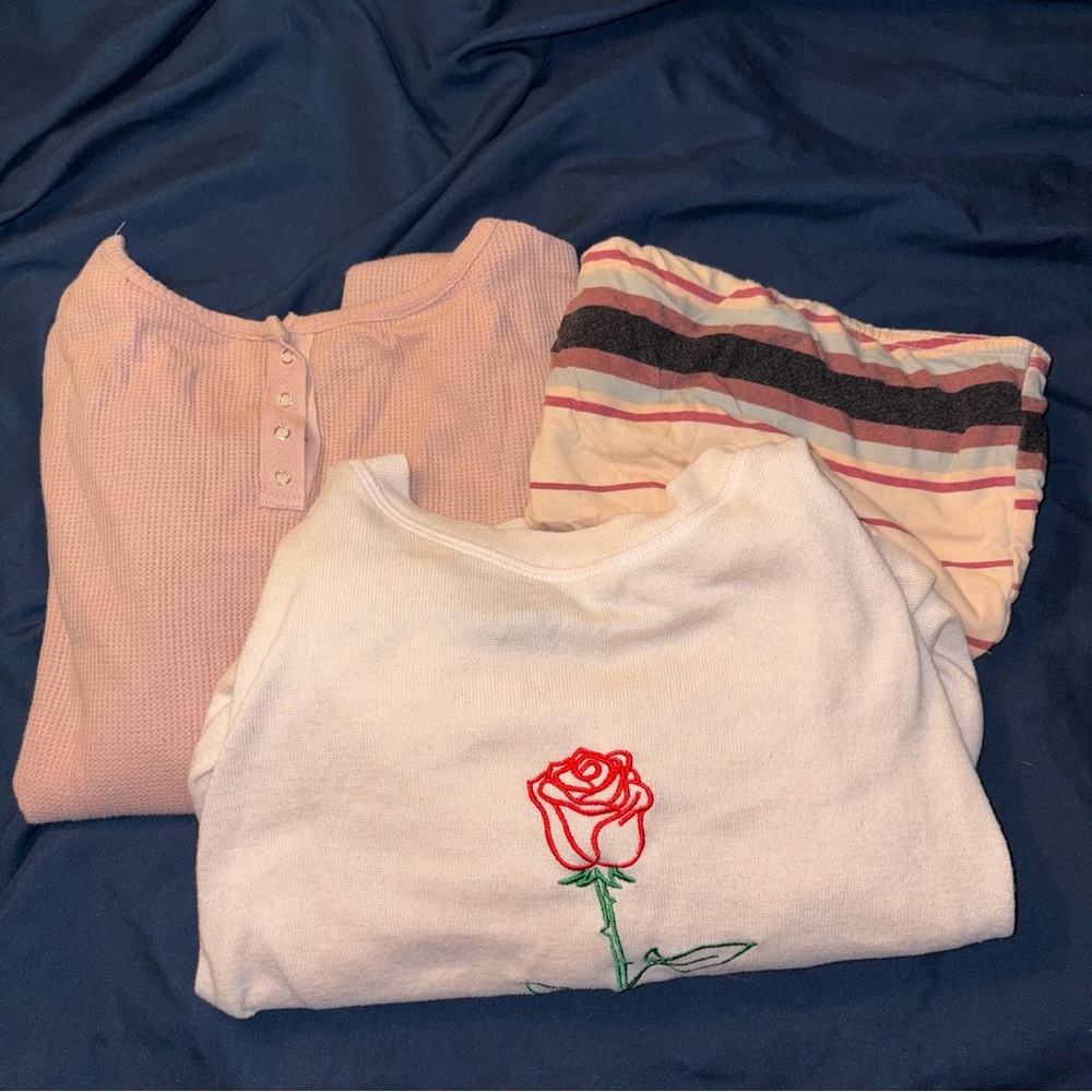 3 Piece Bundle Long Sleeve Shirts and Tube Top Pink Women's Size XL Plus Size